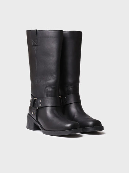 Bota biker de piel para mujer | KATE