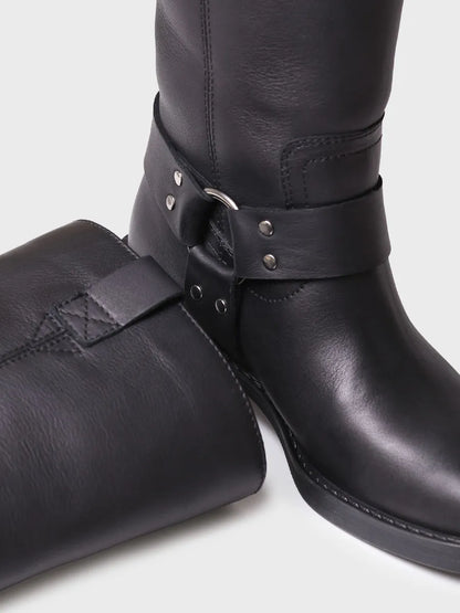 Bota biker de piel para mujer | KATE