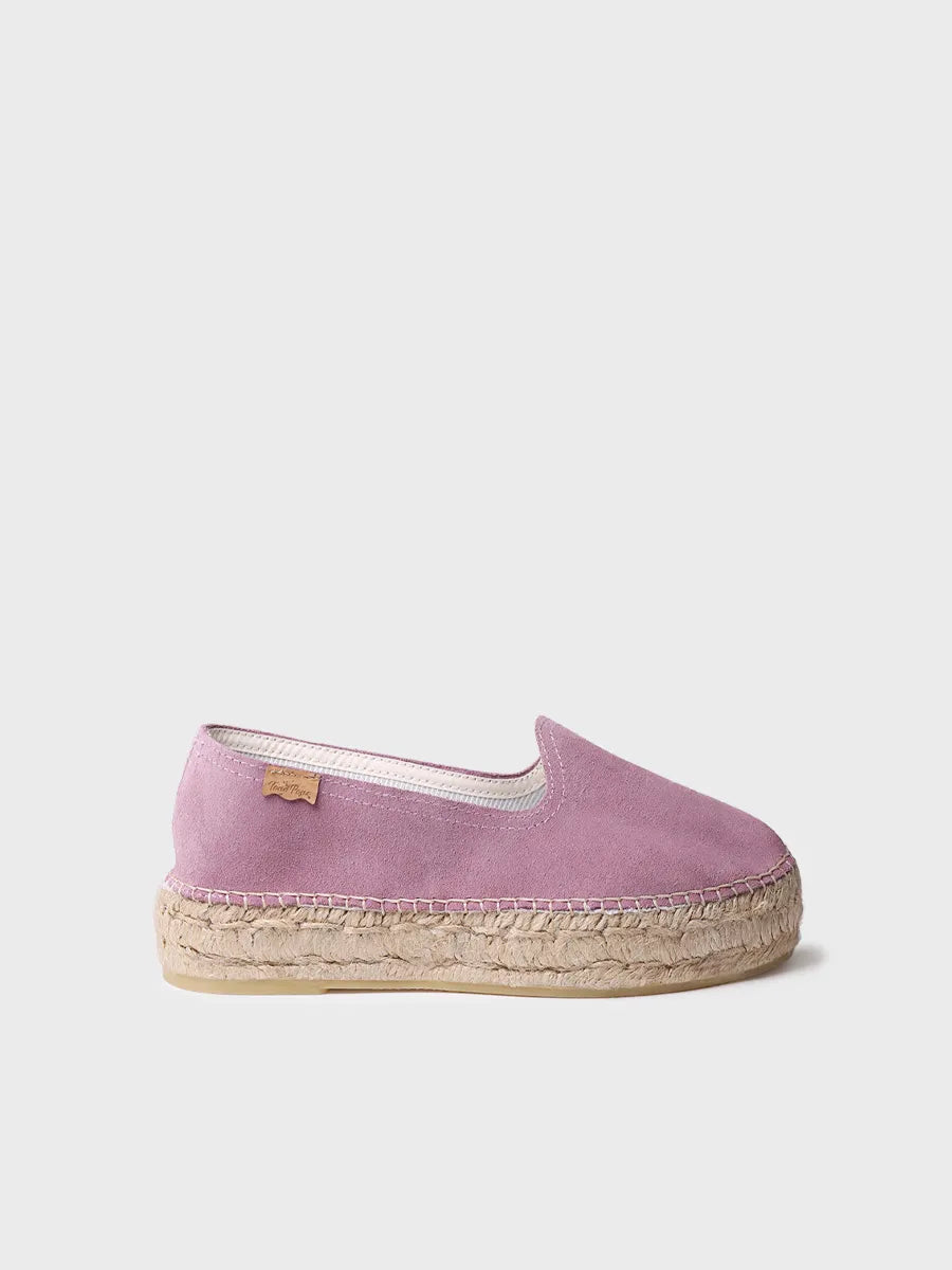 Espadrilles fermées pour femme et croûte de cuir avec semelle en jute