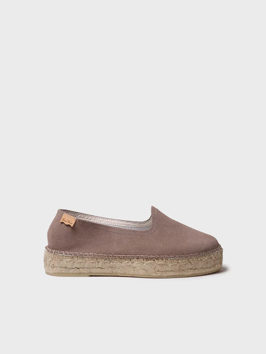 Espadrilles fermées pour femme et croûte de cuir avec semelle en jute