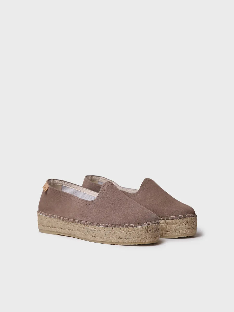 Closed espadrille for women in suede with jute sole