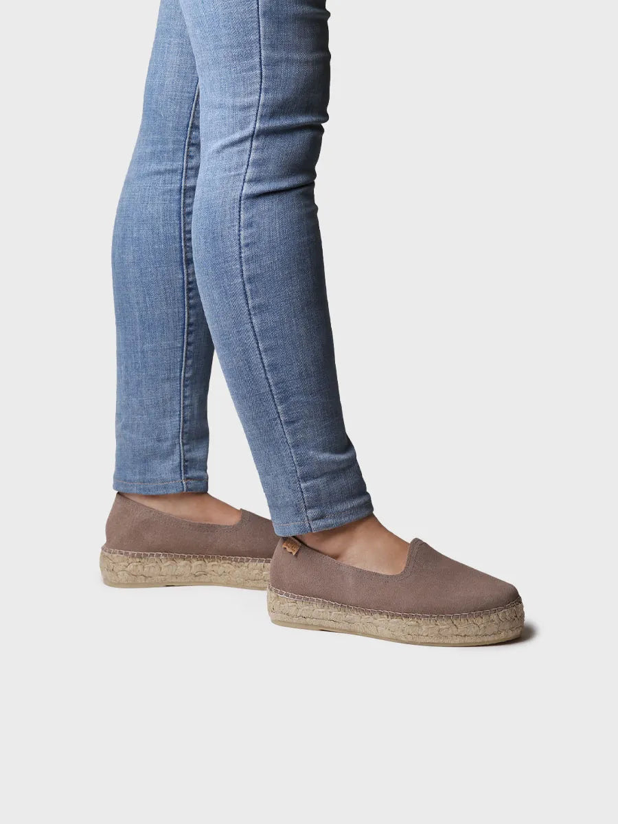 Closed espadrille for women in suede with jute sole