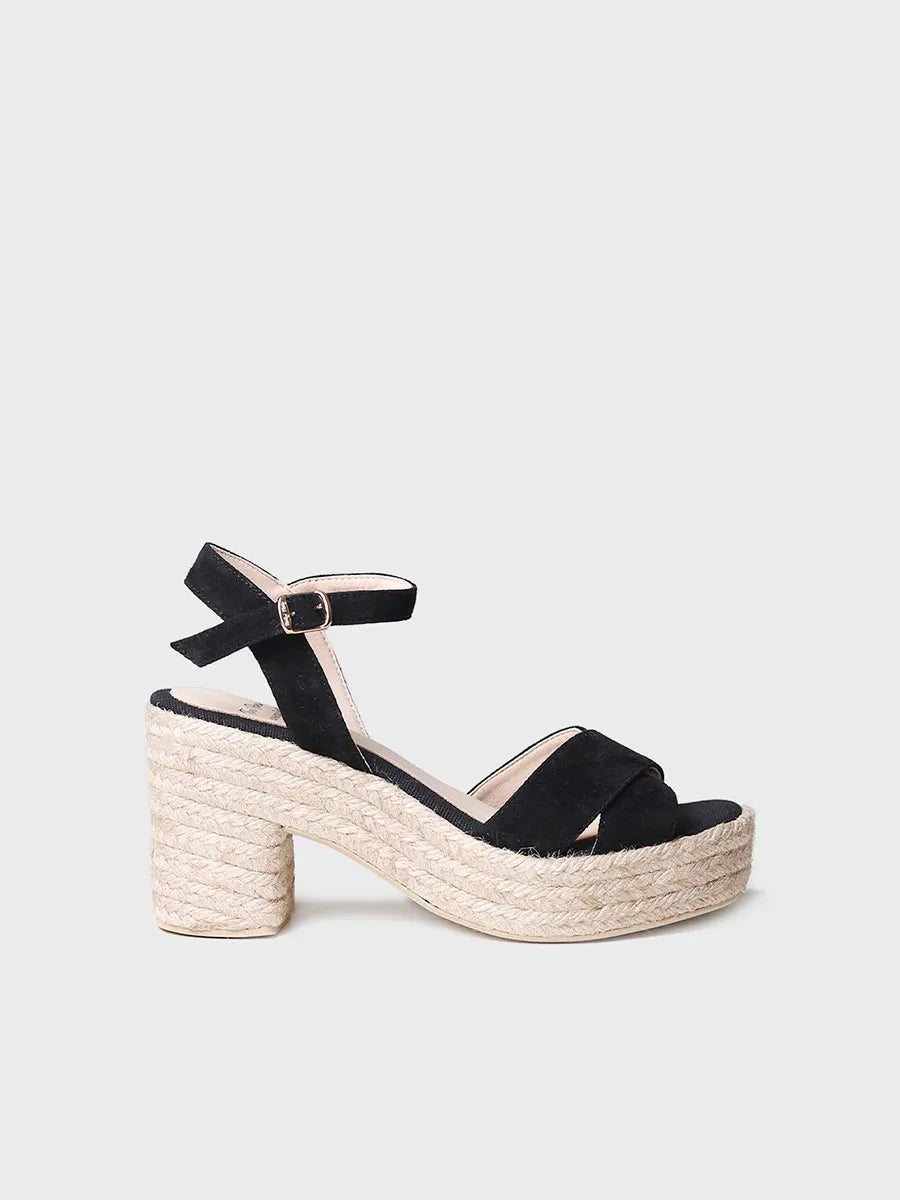 Ankle strap heeled sandal in Black colour - KOTA-A