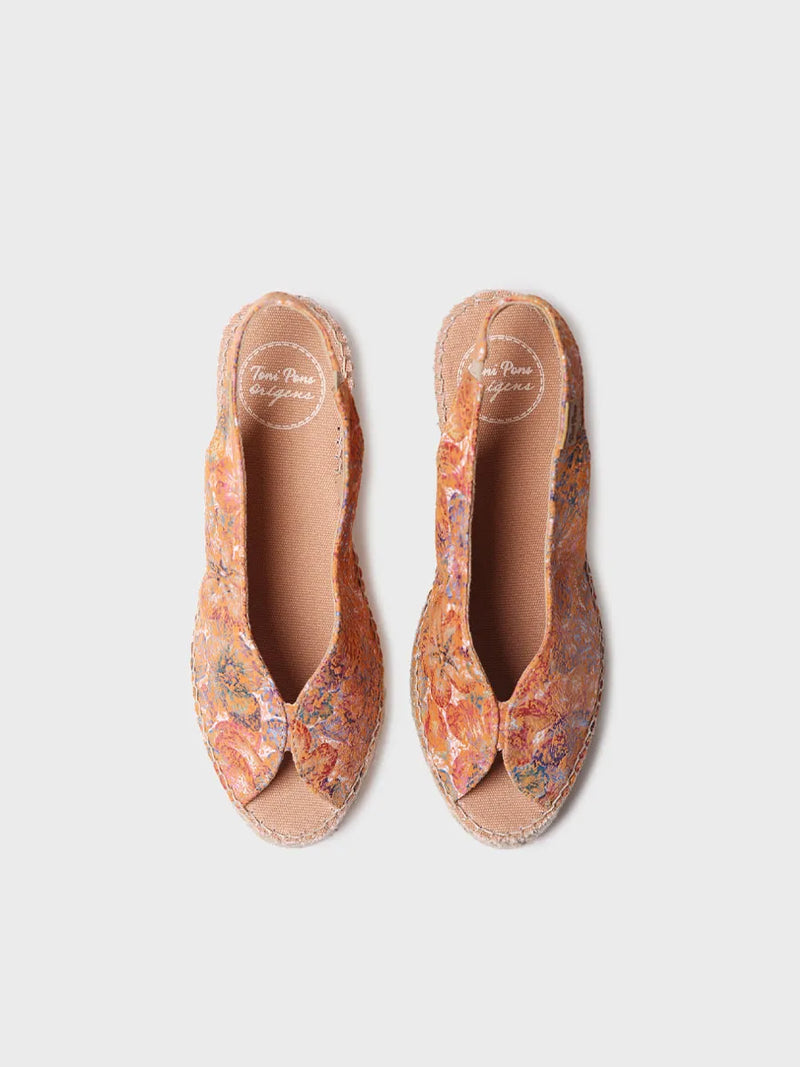 zapatillas mujer - Alpargata peep toe de mujer en piel multicolor | LAILA-LL  - Toni Pons  
