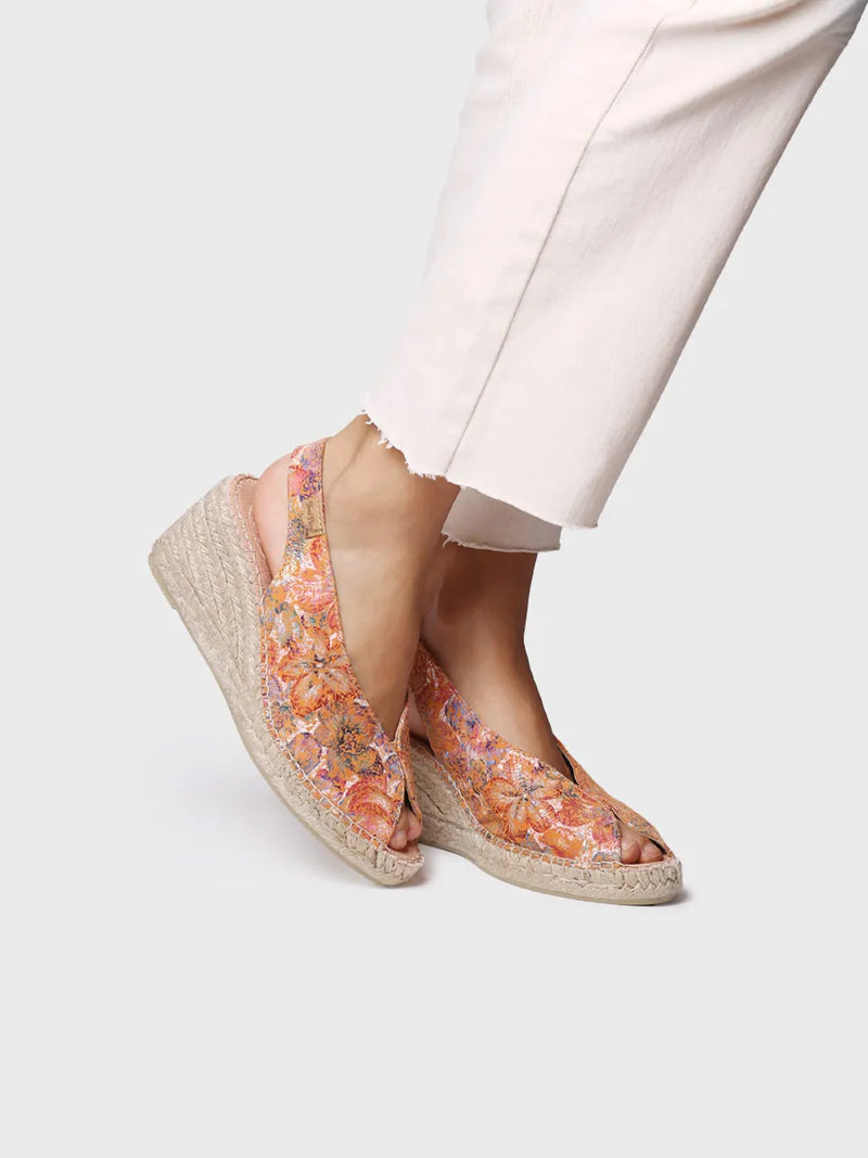 zapatillas mujer - Alpargata peep toe de mujer en piel multicolor | LAILA-LL  - Toni Pons  