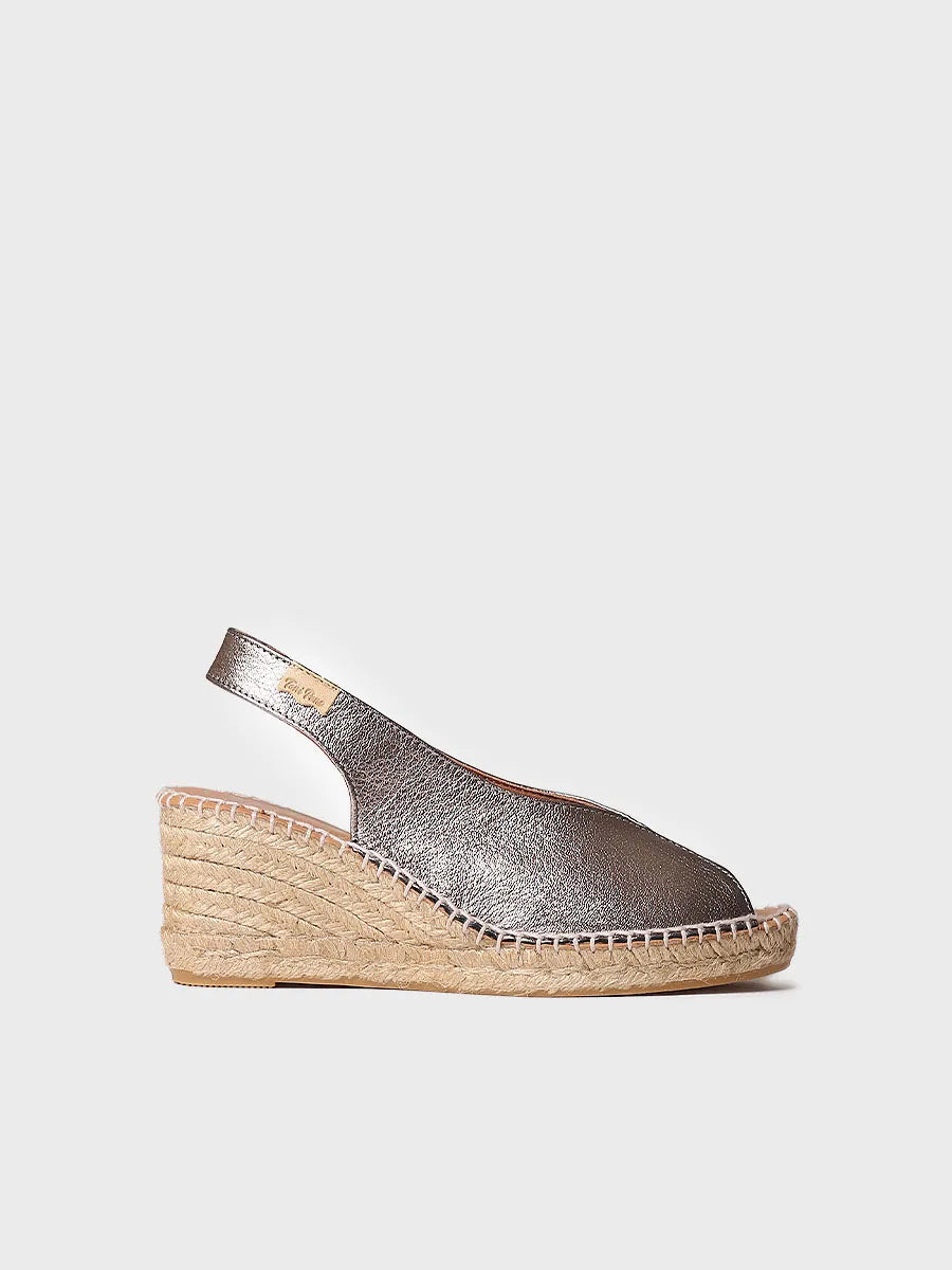 Espadrille peep toe à talon compensé 