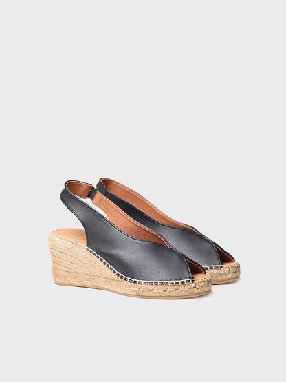 Espadrille peep toe à talon compensé 