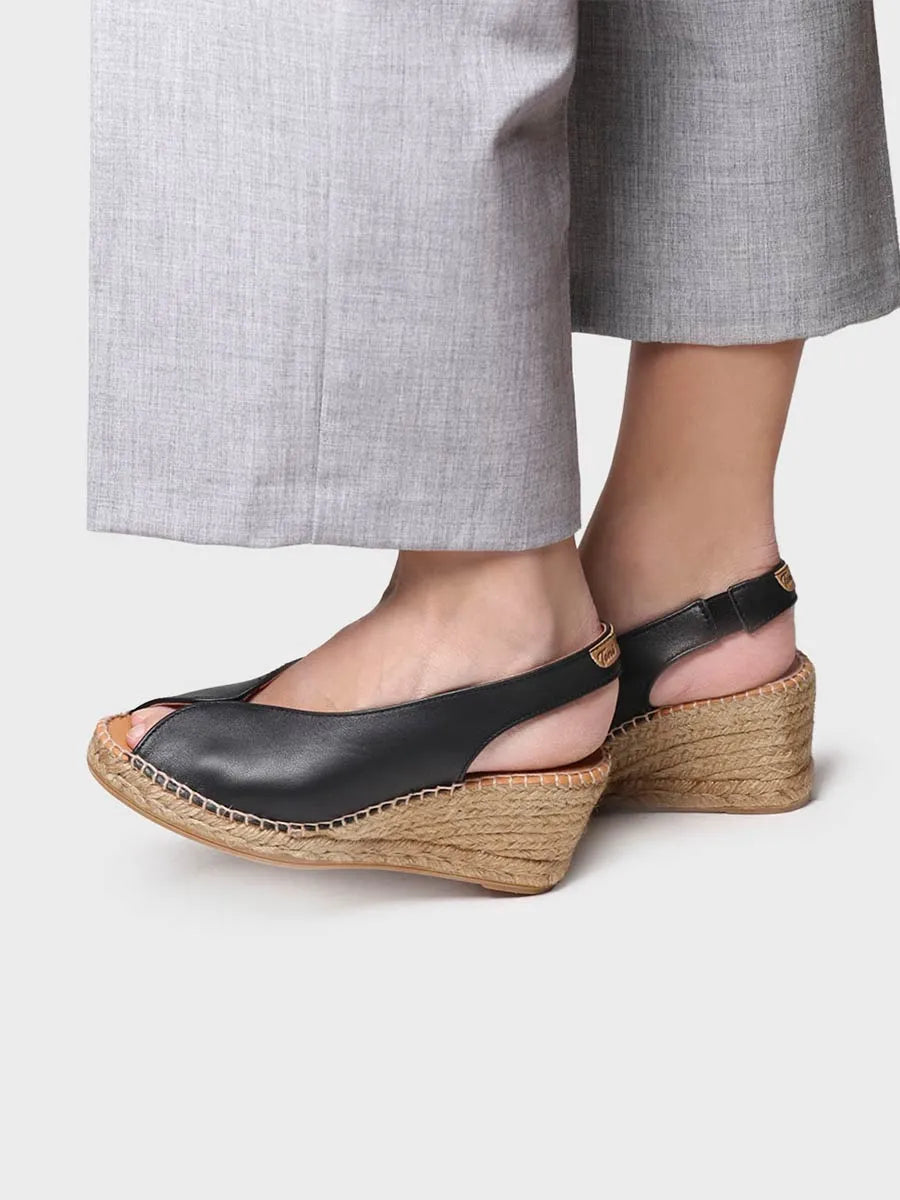 Espadrille peep toe à talon compensé 