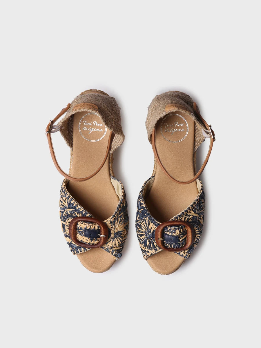  - Alpargata de mujer con cuña en rafia bicolor | LIA-RF  - Toni Pons  