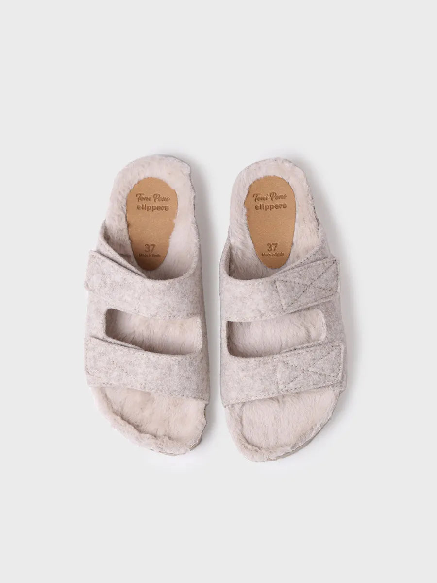 Slipper oberta per a dona en feltre i borrego - LIZY