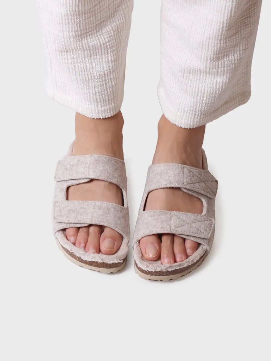 Slipper oberta per a dona en feltre i borrego - LIZY