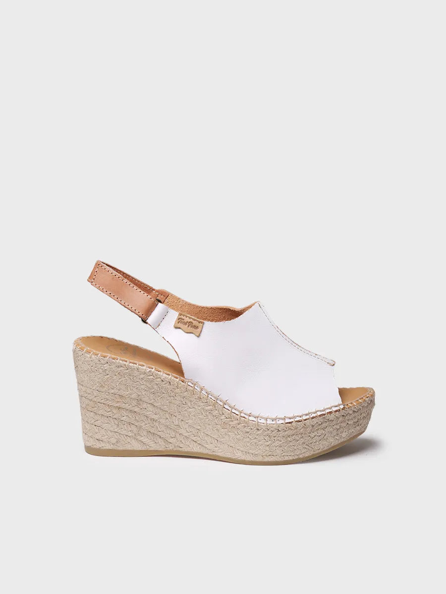 Espadrilles compensées pour femme en cuir avec fermeture velcro 