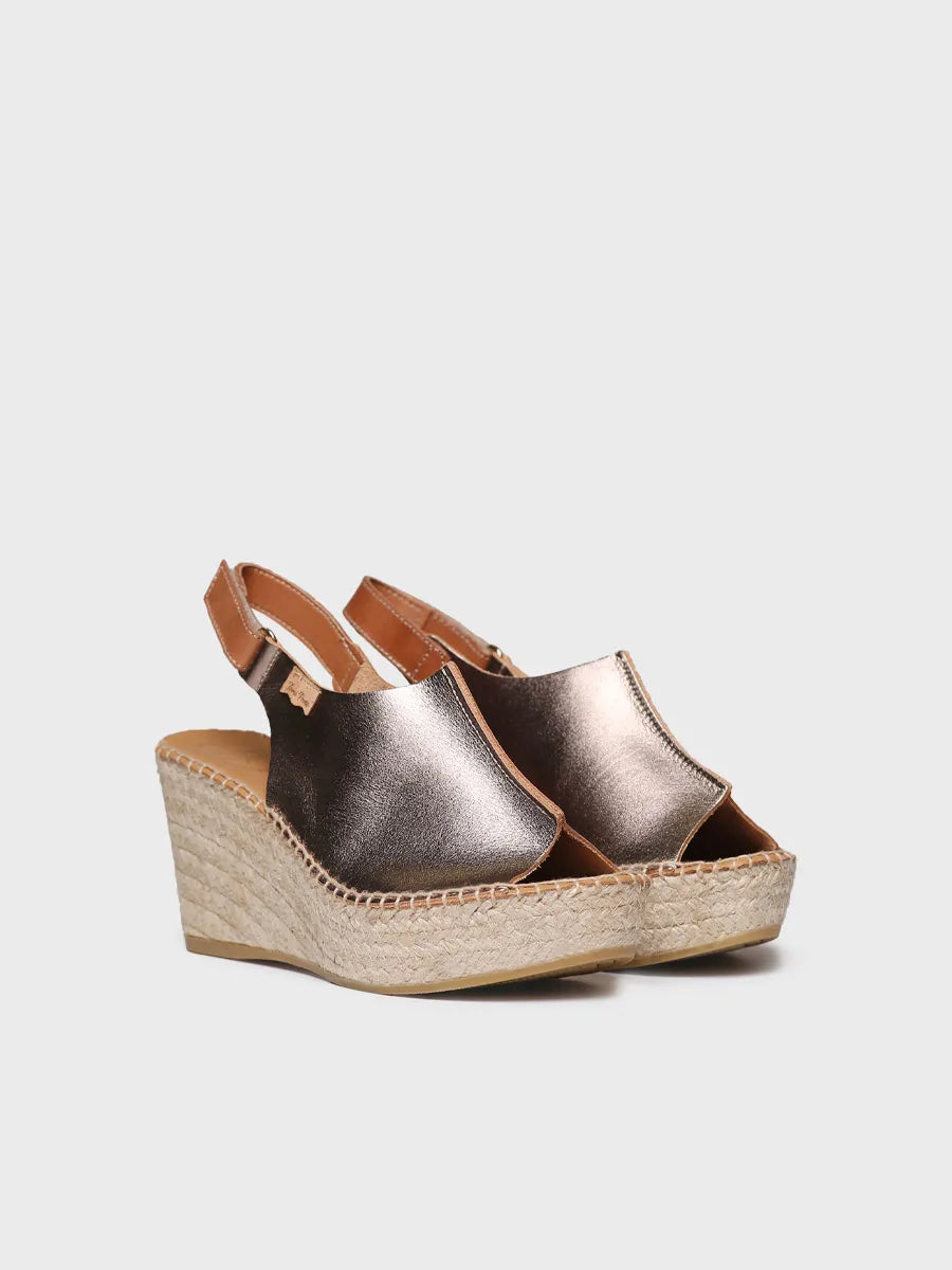  - Alpargata de mujer en piel con cuña y cierre de velcro | LUGANO-P  - Toni Pons  