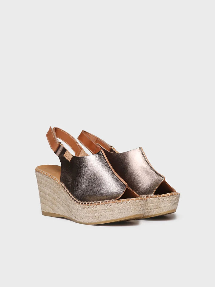  - Alpargata de mujer en piel con cuña y cierre de velcro | LUGANO-P  - Toni Pons  