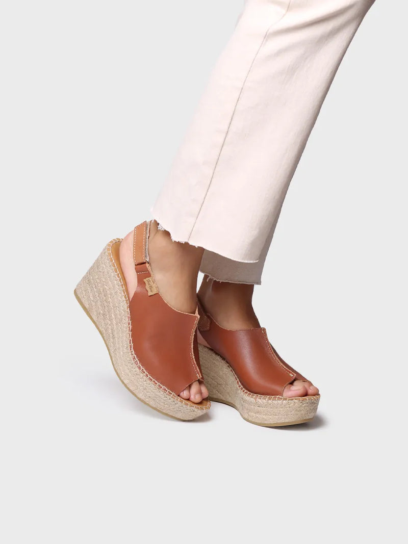 zapatillas mujer - Alpargata de mujer en piel con cuña y cierre de velcro | LUGANO-P  - Toni Pons  