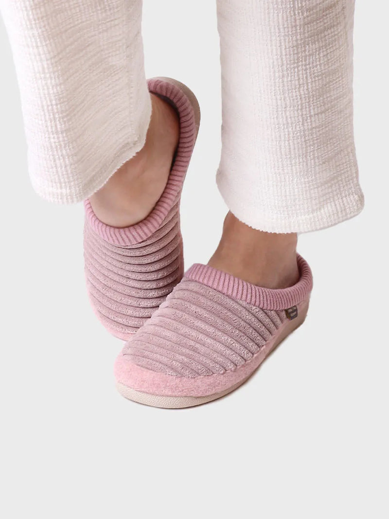 zapatillas de casa mujer - Zapatilla tipo zueco para mujer en fieltro y pelo sintético en Crudo | MALU-OD  - Toni Pons  