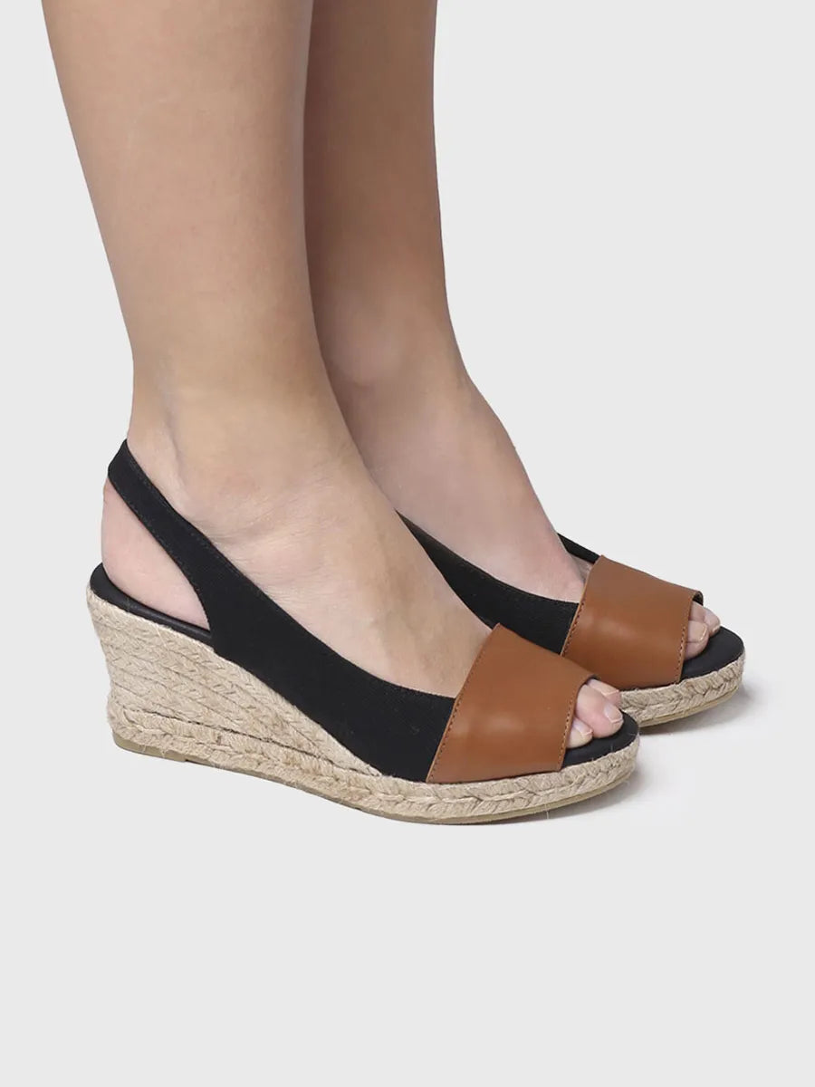 Alpargata mujer - Alpargata de cuña con detalle de piel  - Toni Pons  