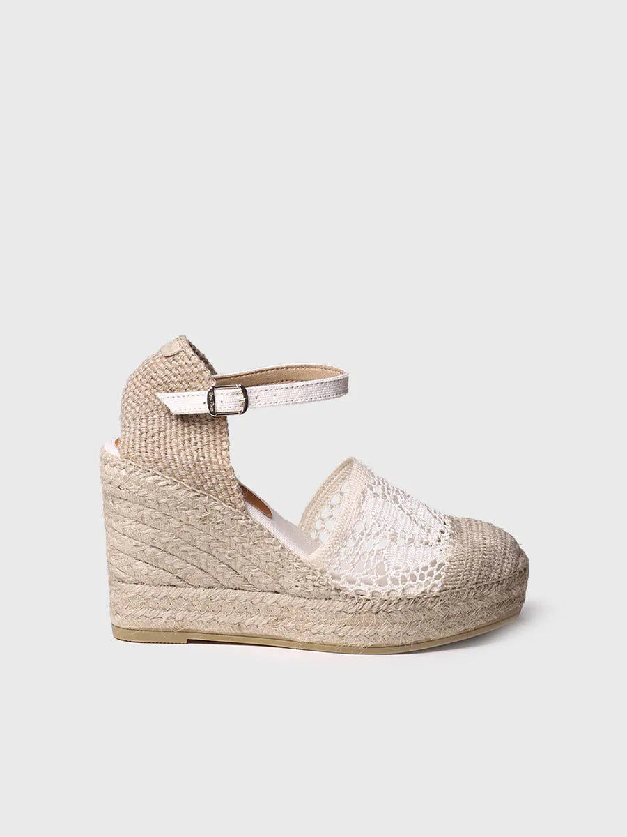 Espadrilles à talon compensé haut en Ecru - MARIONA