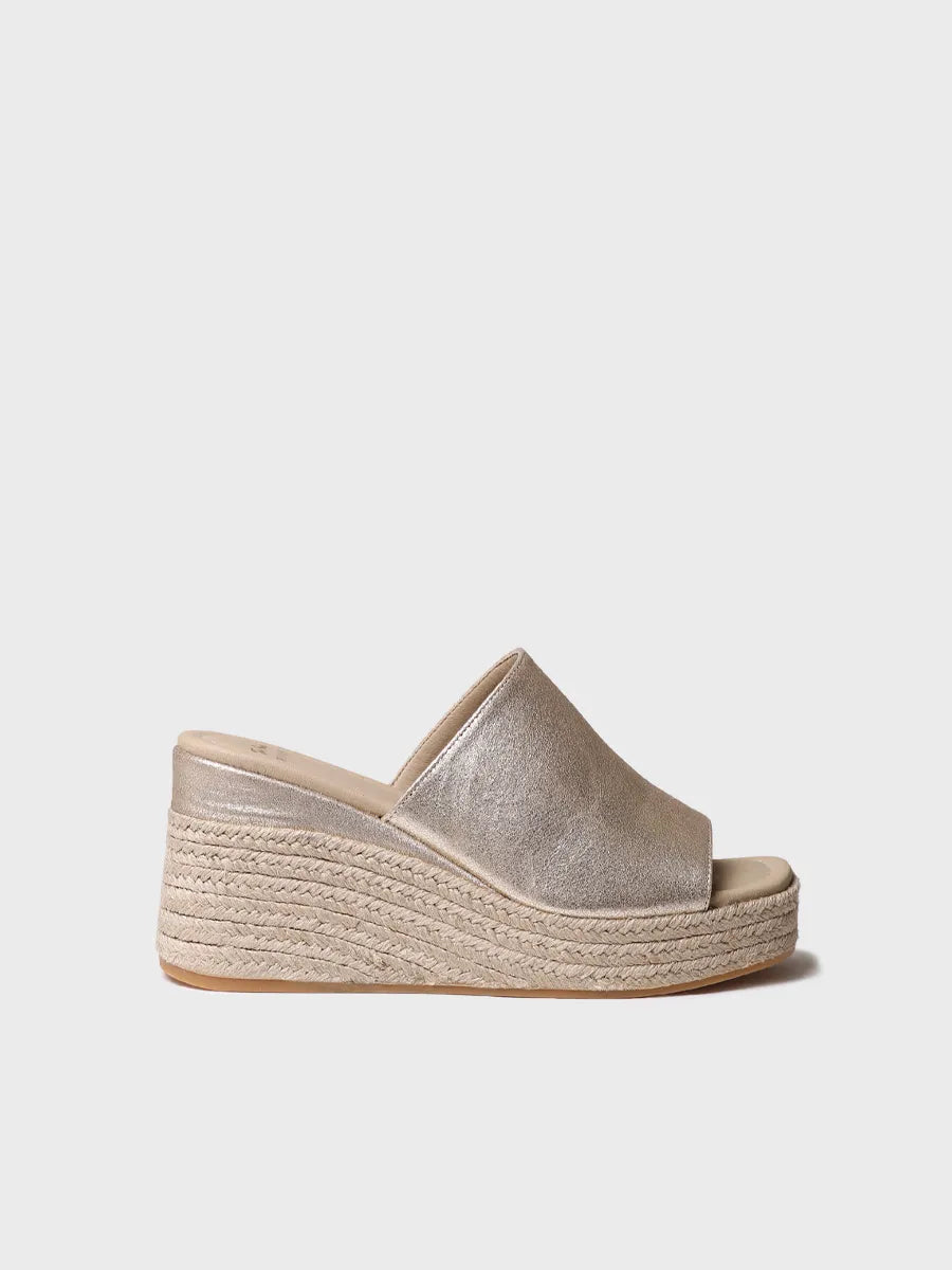 Espadrilles à semelle compensée et croûte de cuir pour femme 