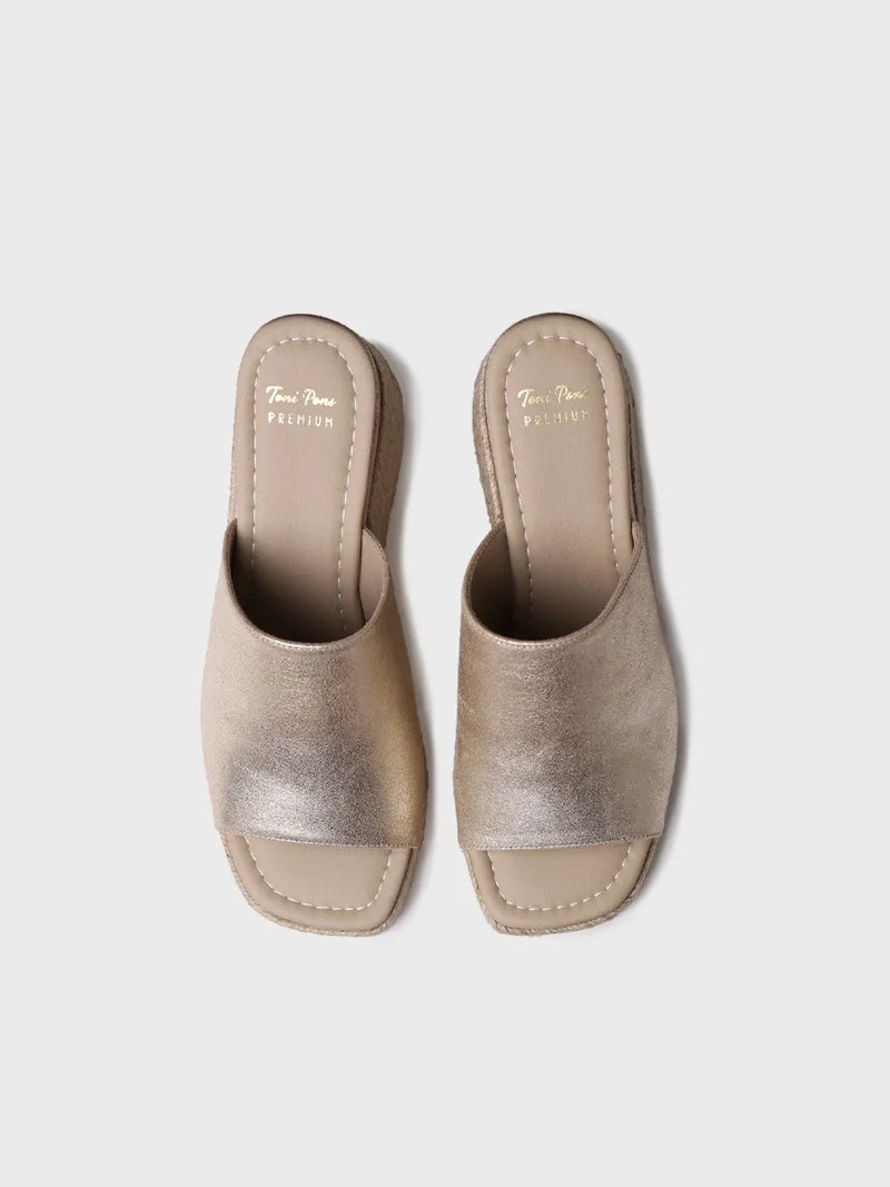 zapatillas mujer - Alpargata destalonada de mujer en serraje con cuña | MARLENE  - Toni Pons  