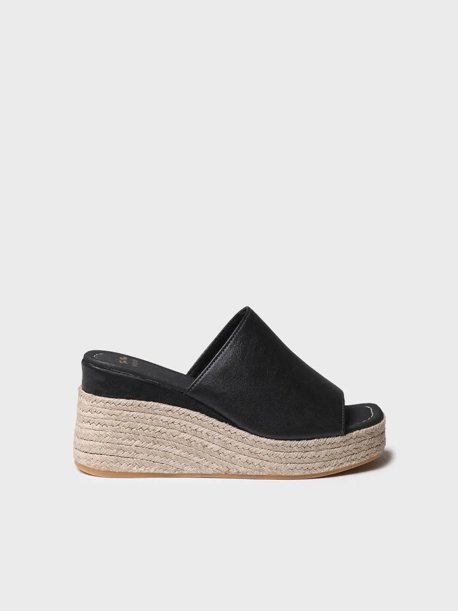 Espadrilles à semelle compensée et croûte de cuir pour femme 