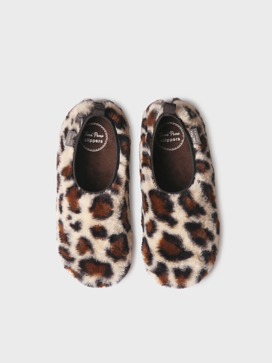 Zapatillas de casa mujer - Pantufla en pelo con estampado leopardo para mujer | MARTA-PA  - Toni Pons  