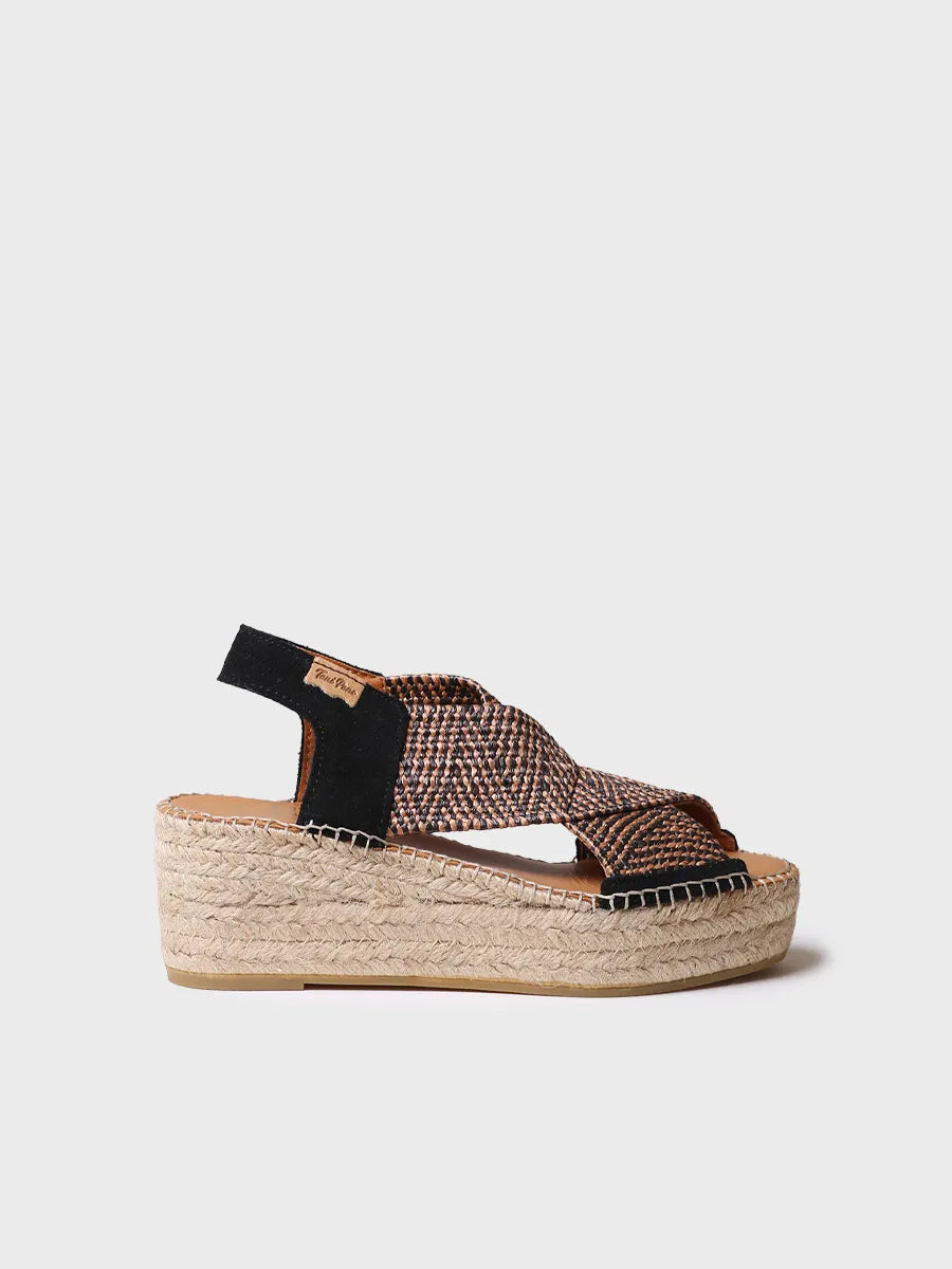 Women's espadrille with wedge and multicolour elastic straps