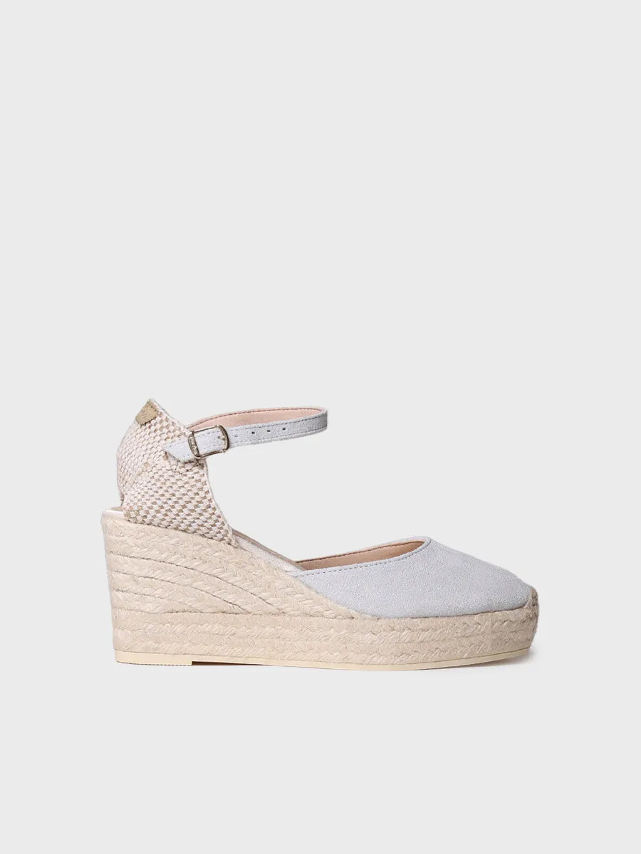 Espadrille à talon compensé en croûte de cuir pour mariée - MATILDA