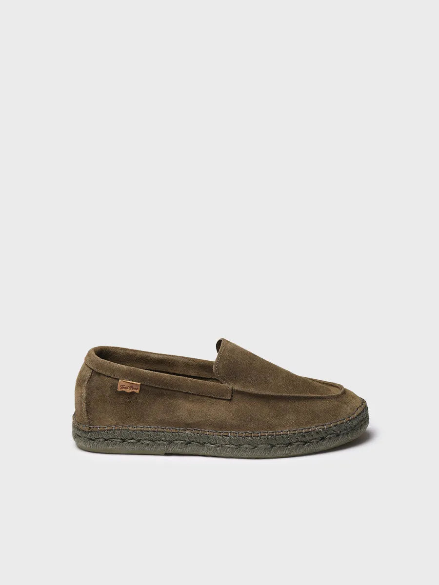 Espadrilles fermées pour homme et croûte de cuir avec semelle en jute