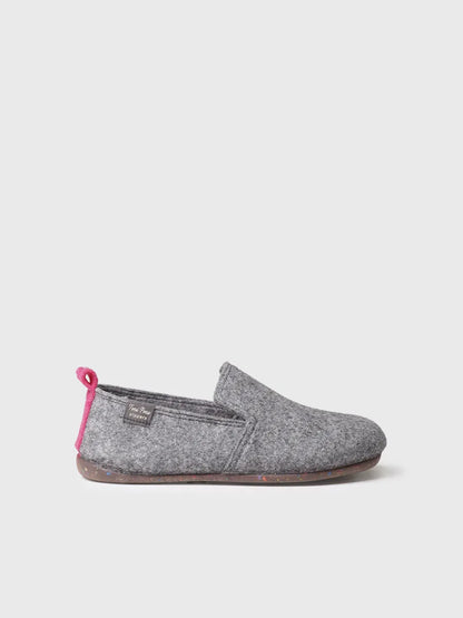 Women's slipper in recycled felt in grey 