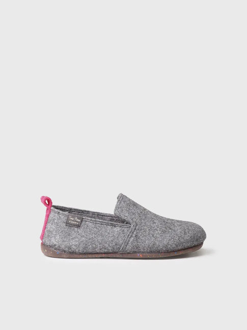 Women's slipper in recycled felt in grey 