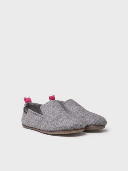 Women's slipper in recycled felt in grey 