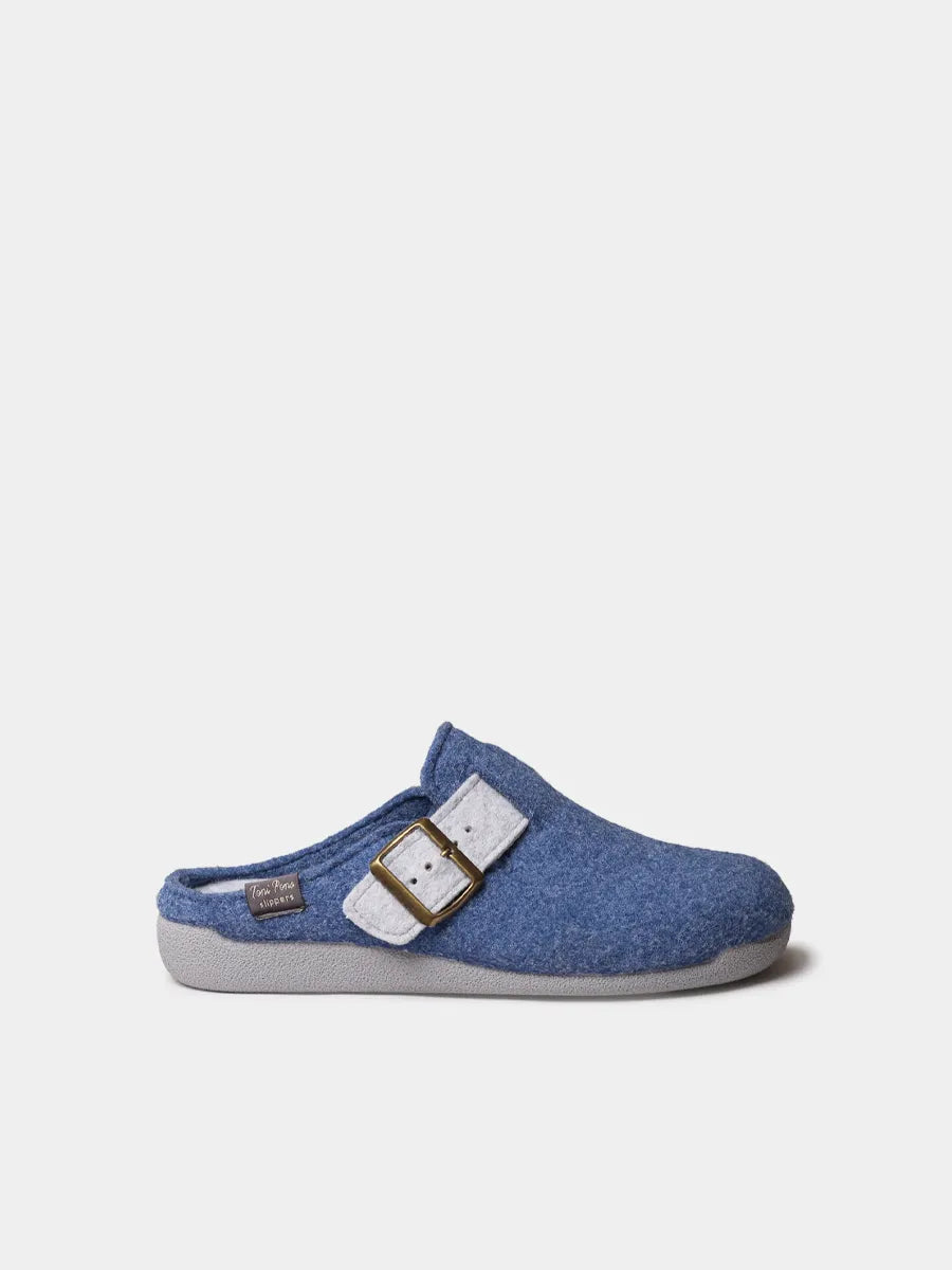 Slipper de mujer tipo zueco con hebilla en fieltro reciclado | MIMA-FR