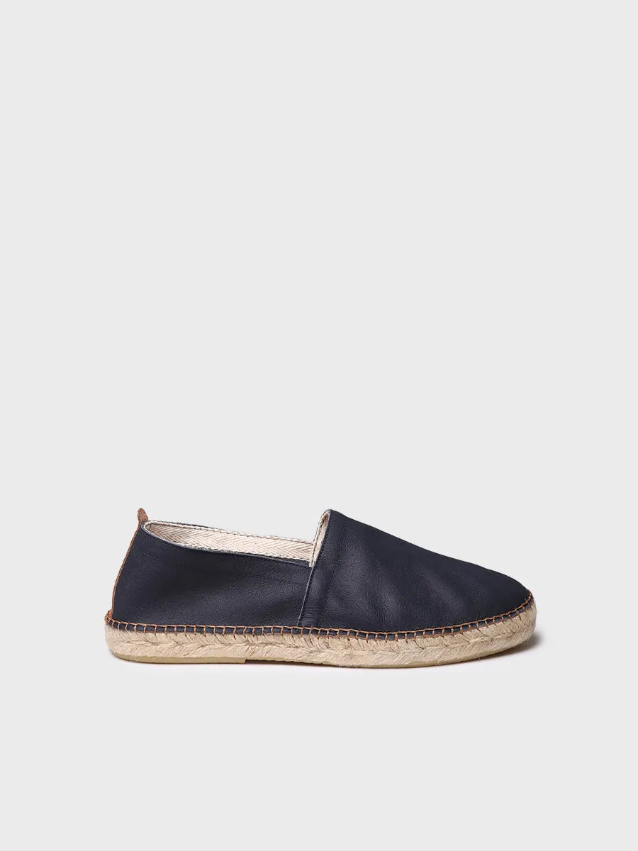 Closed men's espadrille in leather with jute sole