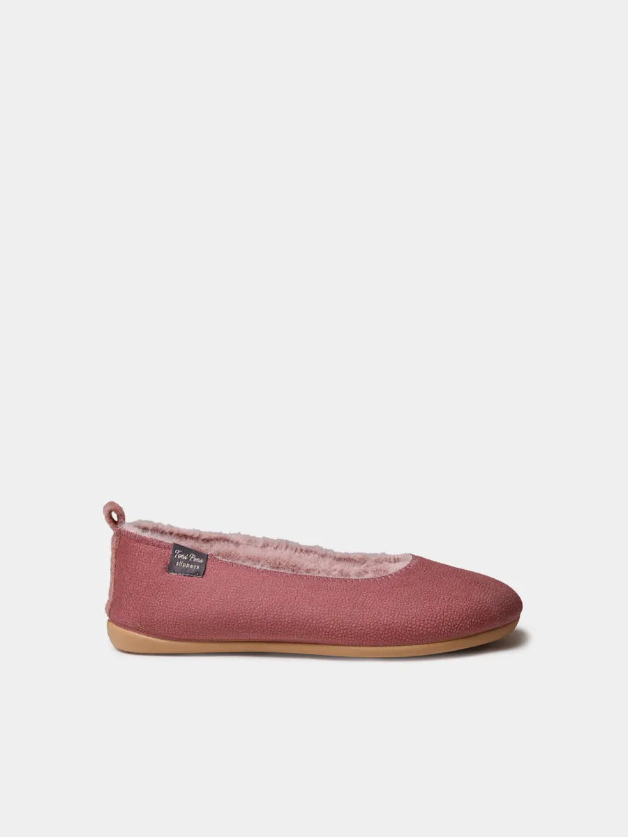 Women's clog-style slipper in faux fur and felt
