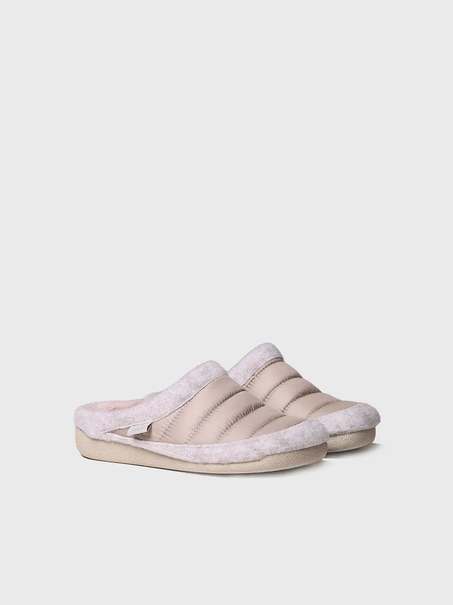 Women's clog slipper in felt and quilted fabric - MOLY-DR