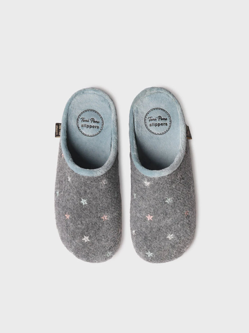 Zapatillas de casa mujer - Slipper abierta con bordados luminiscentes para mujer | MONA-FT  - Toni Pons  