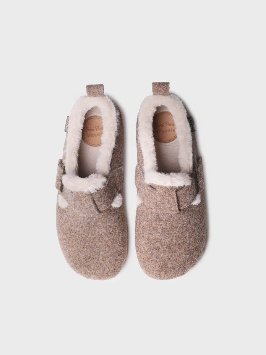 Chausson en feutre avec boucle pour femme | MONI-FP