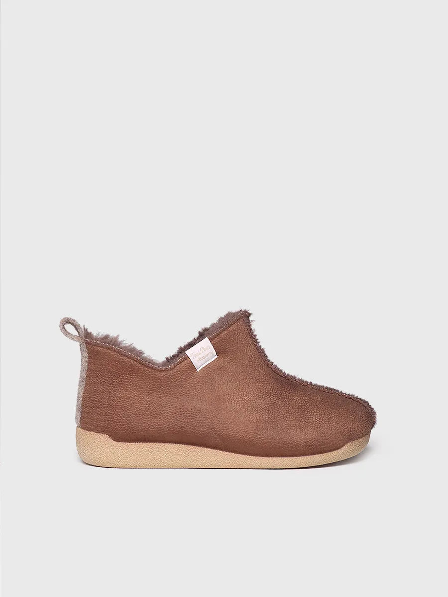 Women's Lace-up Slipper in leather in brown 