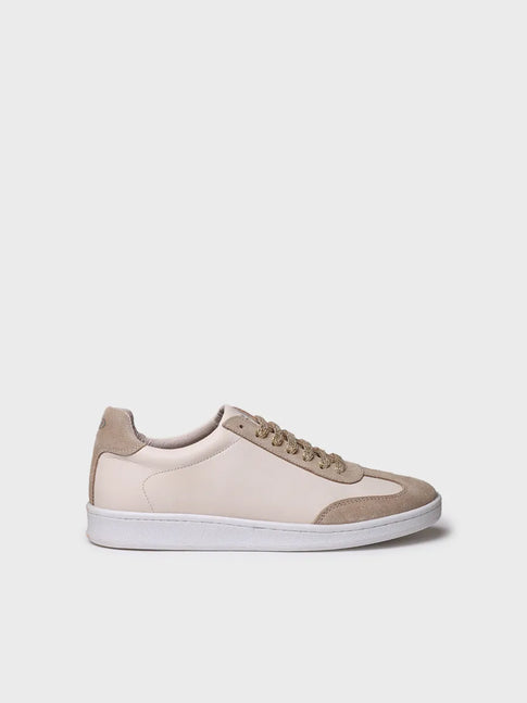 Women's leather sneaker in beige 