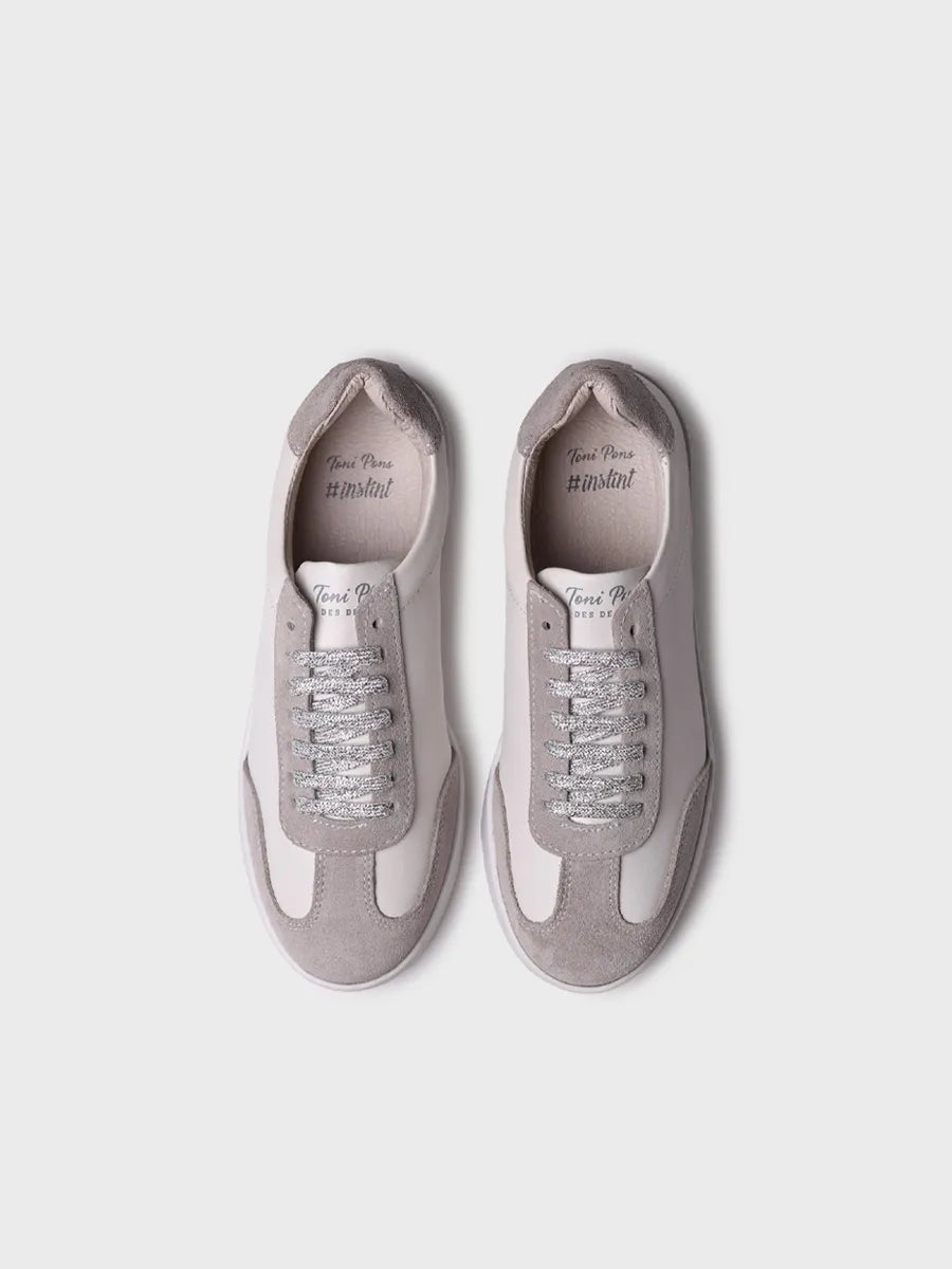 Women's leather sneaker in beige 