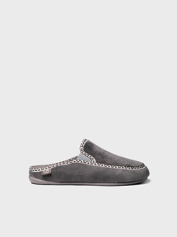 Zapatillas de casa hombre - Slipper abierta en suave pelo sintético con ribete decorativo para mujer | NATAN-VR  - Toni Pons  
