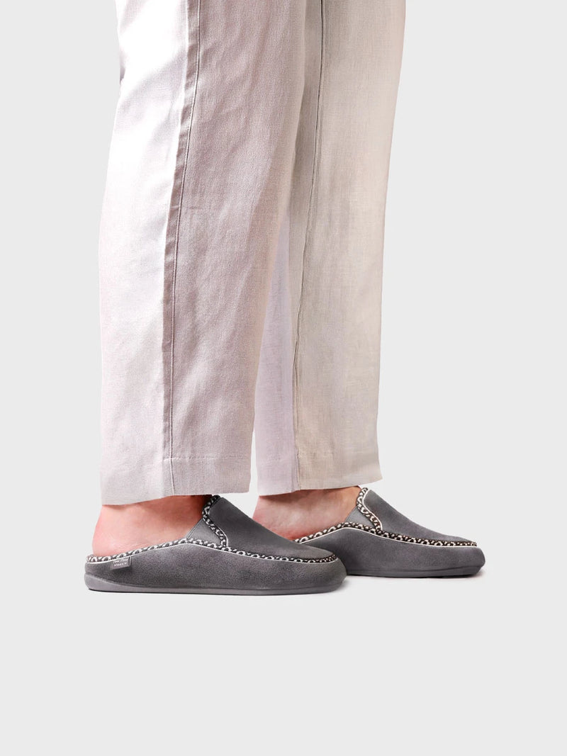Zapatillas de casa hombre - Slipper abierta en suave pelo sintético con ribete decorativo para mujer | NATAN-VR  - Toni Pons  