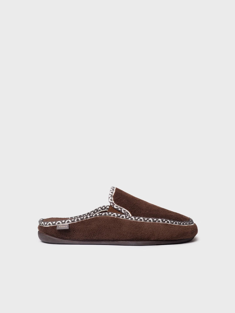 Zapatillas de casa hombre - Slipper abierta en suave pelo sintético con ribete decorativo para mujer | NATAN-VR  - Toni Pons  