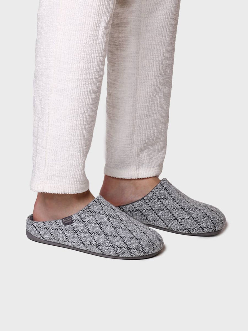 zapatillas de casa hombre - Zapatilla de casa tipo zueco para hombre en tejido en Gris | NAUEL-KM  - Toni Pons  