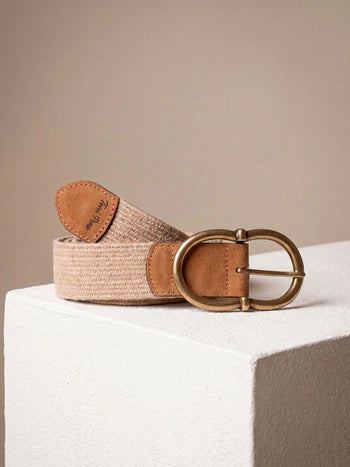 Cintura da donna in pelle e tessuto 