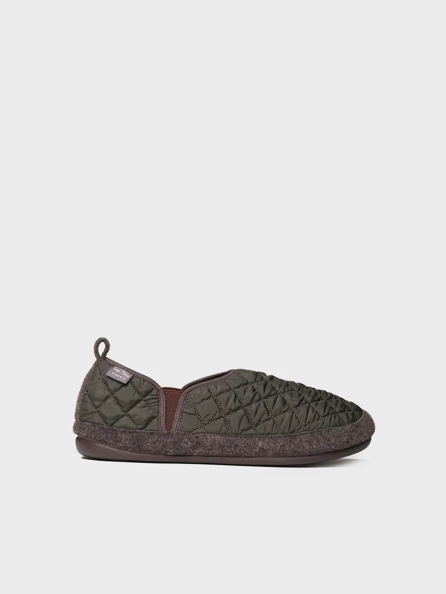 Men's Slippers in Padded fabric in khaki 