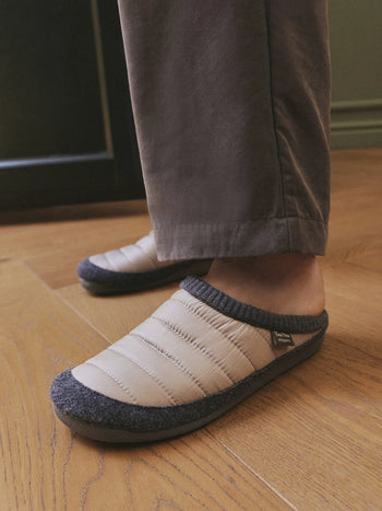 Clog-style house slipper in quilted fabric and felt | NIX-TK