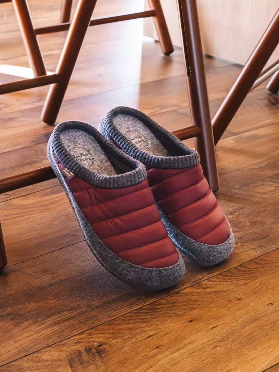 Zapatilla de casa tipo zueco en tejido acolchado y fieltro | NIX-TK
