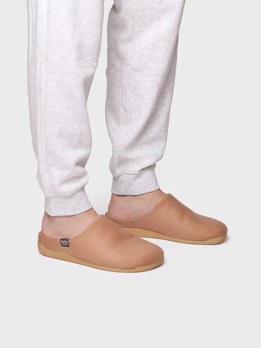 Chaussons pour hommes en tissu camel 